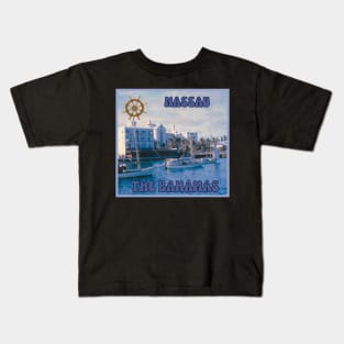 1960S Harbor Sailboat Scene in Nassau, Bahamas Kids T-Shirt